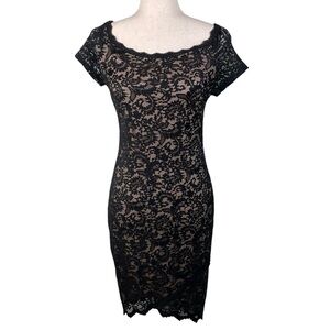 Vintage Y2K Bisou Bisou Michele Bohbot Black Lace Midi Dress Size 8 Whimsigoth
